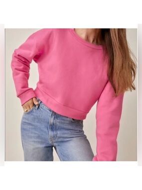 Reformation Hunter cropped sweatshirt pink size M-EUC